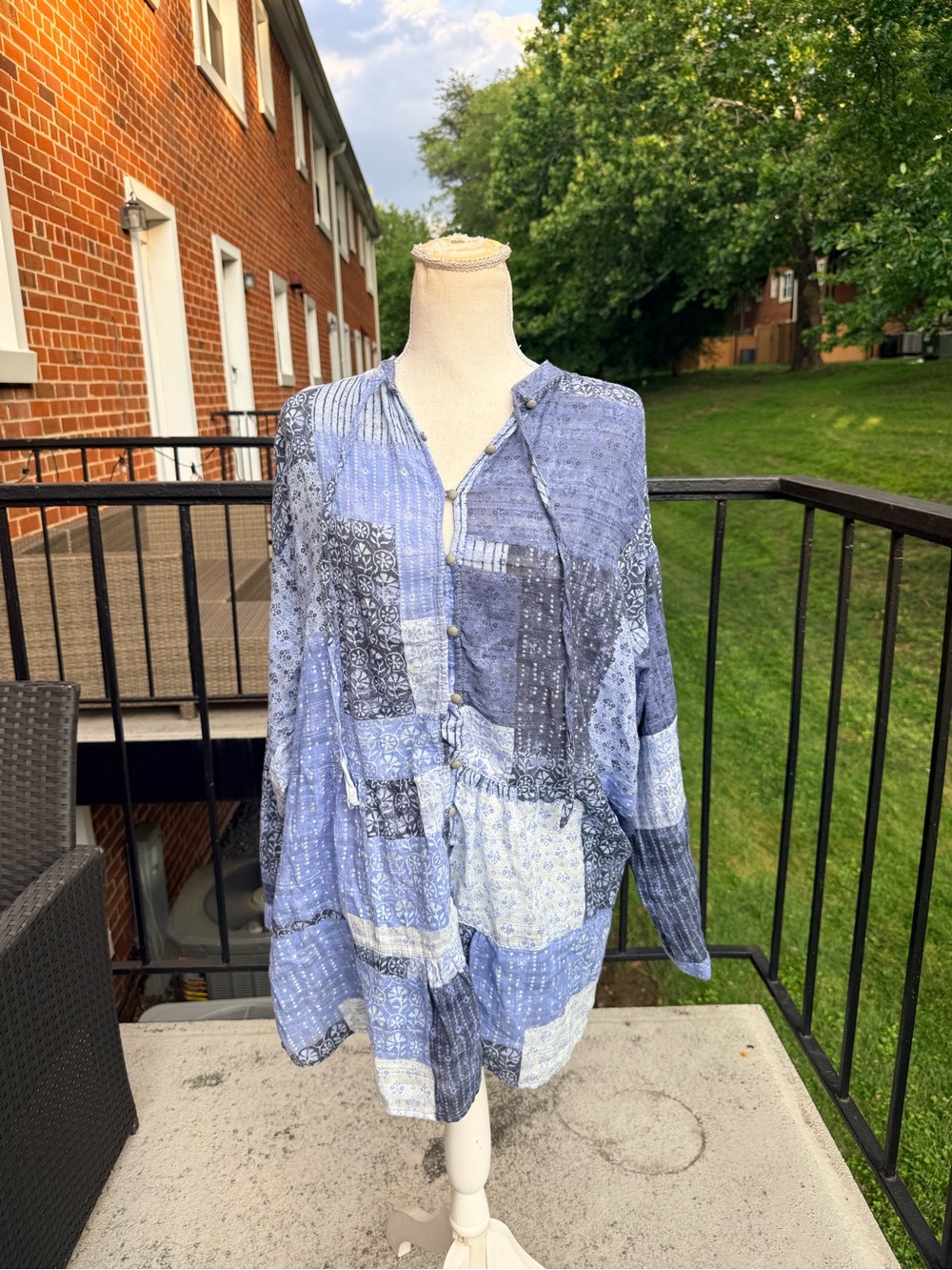 Anthropologie Pilcro Patchwork Blouse Boho Size 1X